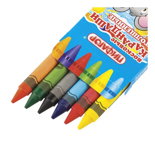 Восковые карандаши утолщенные ПИФАГОР, 6 цветов, 222965, фото 4