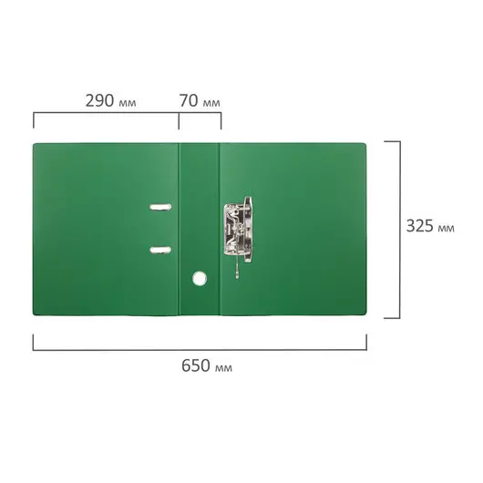Папка-регистратор BRAUBERG с двухсторонним покрытием из ПВХ, 70 мм, светло-зеленая, 222654, фото 9