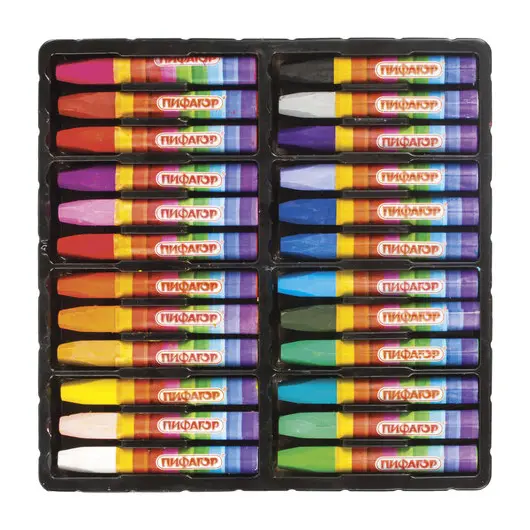 Восковые мелки утолщенные BRAUBERG/ПИФАГОР, 24 цвета, на масляной основе, яркие цвета, 222972, фото 6