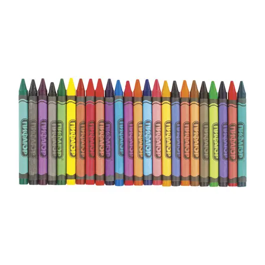 Восковые карандаши ПИФАГОР, 24 цвета, 222964, фото 2