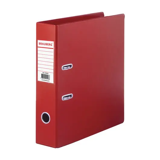 Папка-регистратор BRAUBERG с двухсторонним покрытием из ПВХ, 70 мм, красная, 222652, фото 1
