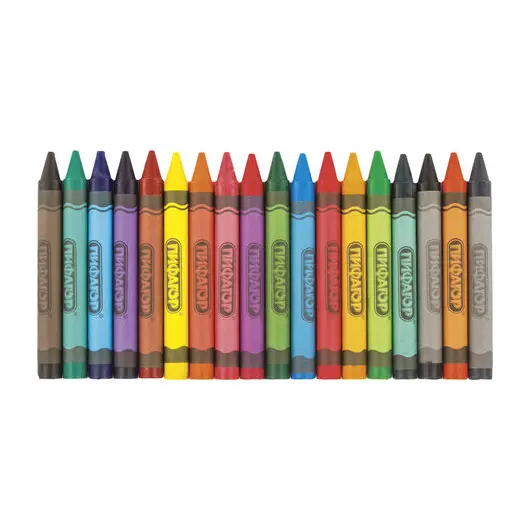 Восковые карандаши утолщенные ПИФАГОР, 18 цветов, 222967, фото 2