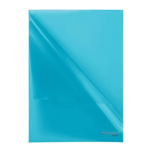 Папка-уголок BRAUBERG, синяя, 0,10 мм, 223964, фото 3