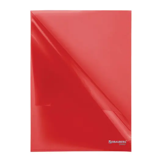 Папка-уголок BRAUBERG, красная 0,10 мм, 223967, фото 2