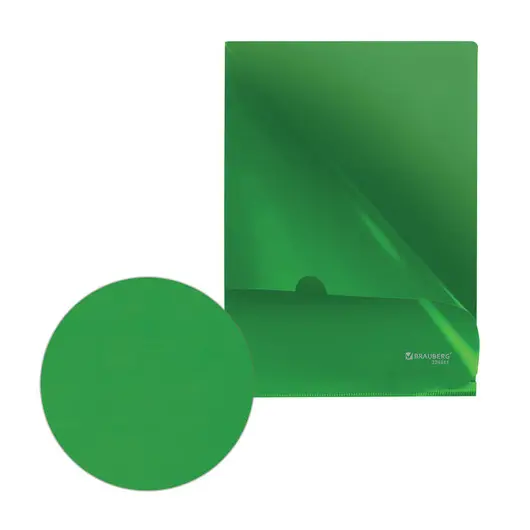 Папка-уголок жесткая, непрозрачная BRAUBERG, зеленая, 0,15 мм, 224881, фото 5