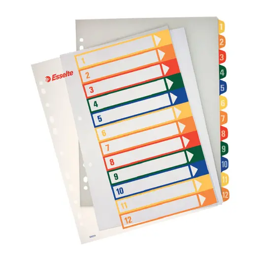 Разделитель пластиковый ESSELTE, А4+, 12 листов, цифровой 1-12, прозрачное оглавление, 100214, фото 4