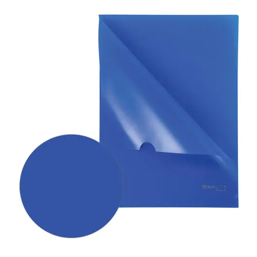 Папка-уголок жесткая, непрозрачная BRAUBERG, синяя, 0,15 мм, 224880, фото 5