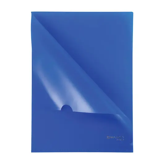 Папка-уголок жесткая, непрозрачная BRAUBERG, синяя, 0,15 мм, 224880, фото 3