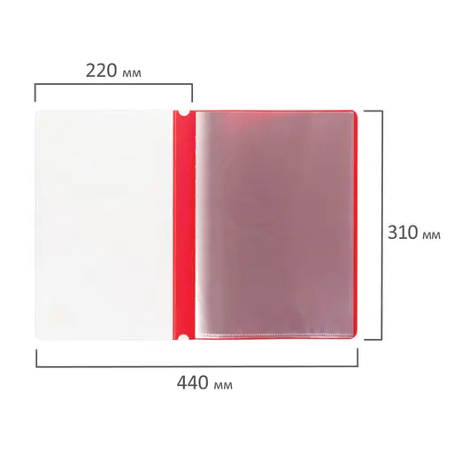 Папка 10 вкладышей STAFF с перфорацией, мягкая, красная, 0,16 мм, 224976, фото 8