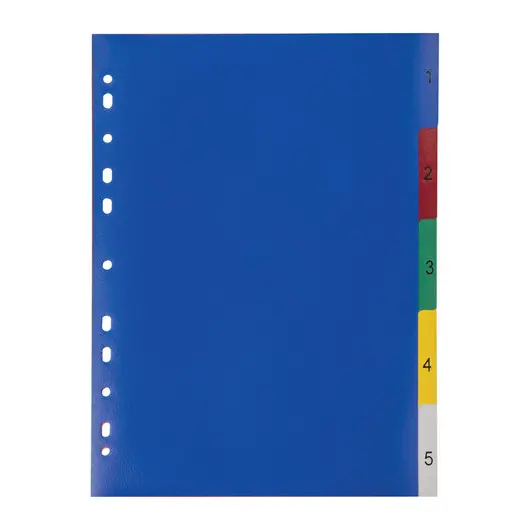 Разделитель пластиковый ОФИСМАГ, А4, 5 листов, цифровой 1-5, оглавление, цветной, 225616, фото 3