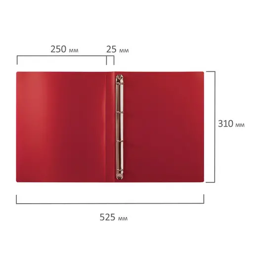 Папка на 4 кольцах STAFF, 25 мм, красная, до 170 листов, 0,5 мм, 225726, фото 8