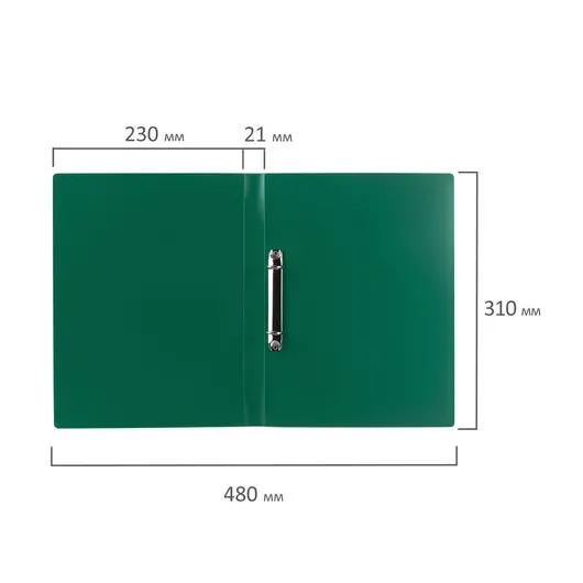 Папка на 2 кольцах STAFF, 21 мм, зеленая, до 170 листов, 0,5 мм, 225719, фото 8