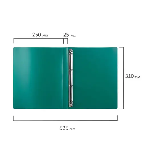 Папка на 4 кольцах STAFF, 25 мм, зеленая, до 170 листов, 0,5 мм, 225727, фото 8