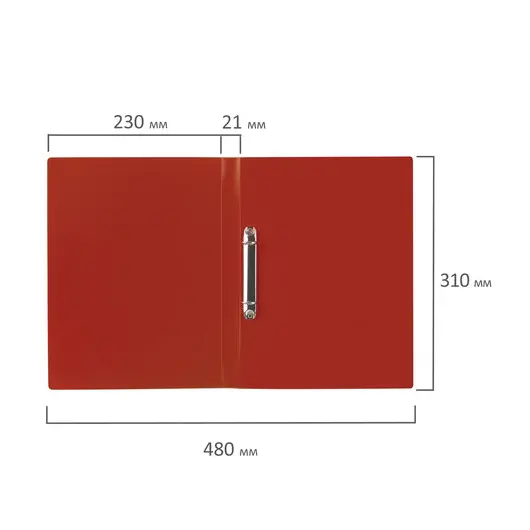 Папка на 2 кольцах STAFF, 21 мм, красная, до 170 листов, 0,5 мм, 225718, фото 8