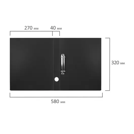 Папка на 2 кольцах STAFF, 40 мм, черная, до 300 листов, 0,5 мм, 225721, фото 9