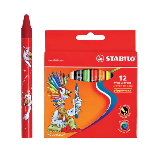 Восковые мелки STABILO &quot;Yippy&quot;, 12 цветов, яркие цвета, картонная упаковка c европодвесом, 2812, фото 1