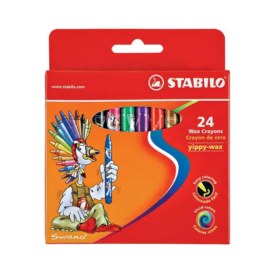 Восковые мелки STABILO &quot;Yippy&quot;, 24 цвета, яркие цвета, картонная упаковка c европодвесом, 2824, фото 2