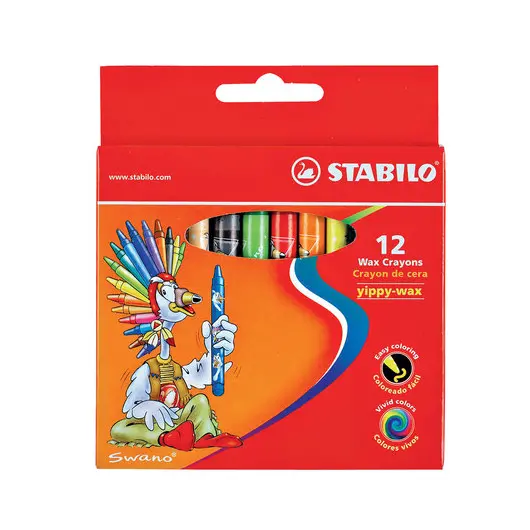 Восковые мелки STABILO &quot;Yippy&quot;, 12 цветов, яркие цвета, картонная упаковка c европодвесом, 2812, фото 2
