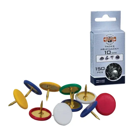 Кнопки канцелярские KOH-I-NOOR, металлические, цветные, 11 мм, 50 шт., в картонной коробке с подвесом, 9600100301KS, фото 2