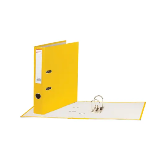 Папка-регистратор, покрытие пластик, 50 мм, ПРОЧНАЯ, с уголком, BRAUBERG, желтая, 226593, фото 1