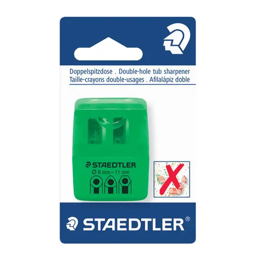 Точилка STAEDTLER, 2 отверстия, с контейнером, пластиковая, зеленая, 51260F50BK, фото 2