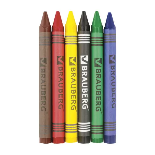 Восковые карандаши BRAUBERG &quot;АКАДЕМИЯ&quot;, НАБОР 6 цветов, 227282, фото 2