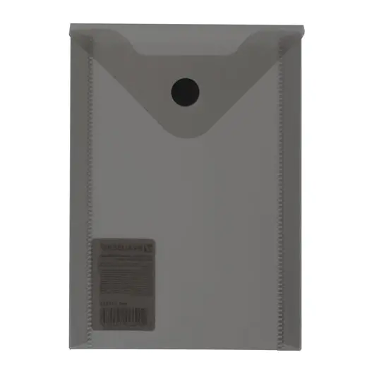 Папка-конверт с кнопкой МАЛОГО ФОРМАТА (105х148 мм), А6, тонированная черная, 0,18 мм, BRAUBERG, 227322, фото 2