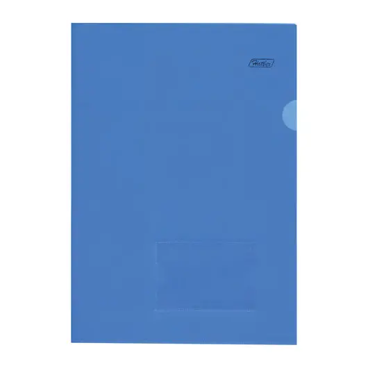 Папка-уголок с карманом для визитки, А4, синяя, 0,18 мм, AGкм4 00102, V246955, фото 1