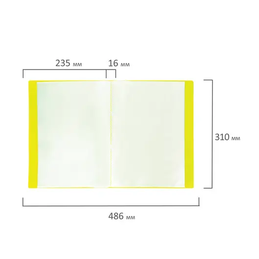 Папка 20 вкладышей BRAUBERG &quot;Neon&quot;, 16 мм, неоновая желтая, 700 мкм, 227449, фото 8