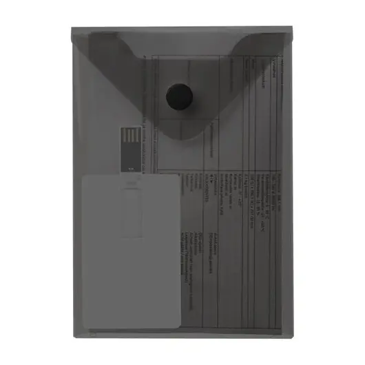 Папка-конверт с кнопкой МАЛОГО ФОРМАТА (105х148 мм), А6, тонированная черная, 0,18 мм, BRAUBERG, 227322, фото 7