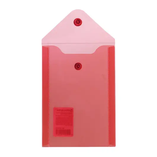 Папка-конверт с кнопкой МАЛОГО ФОРМАТА (105х148 мм), А6, красная, 0,18 мм, BRAUBERG, 227320, фото 3