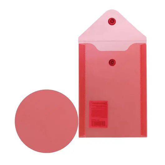 Папка-конверт с кнопкой МАЛОГО ФОРМАТА (105х148 мм), А6, красная, 0,18 мм, BRAUBERG, 227320, фото 6