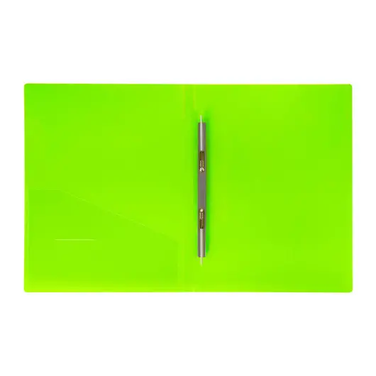 Папка с металлическим скоросшивателем и внутренним карманом BRAUBERG &quot;Neon&quot;, 16 мм, зеленая, до 100 листов, 0,7 мм, 227464, фото 3