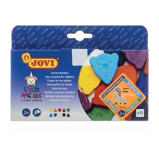 Восковые мелки фигурные JOVI, 10 цветов, для малышей, картонная коробка, 941, фото 1