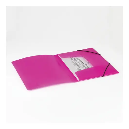 Папка на резинках BRAUBERG &quot;Neon&quot;, неоновая, розовая, до 300 листов, 0,5 мм, 227462, фото 7