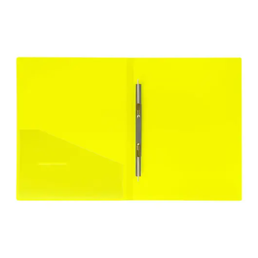 Папка с металлическим скоросшивателем и внутренним карманом BRAUBERG &quot;Neon&quot;, 16 мм, желтая, до 100 листов, 0,7 мм, 227465, фото 3