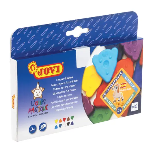 Восковые мелки фигурные JOVI, 10 цветов, для малышей, картонная коробка, 941, фото 2