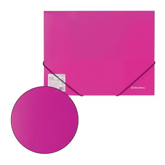 Папка на резинках BRAUBERG &quot;Neon&quot;, неоновая, розовая, до 300 листов, 0,5 мм, 227462, фото 6