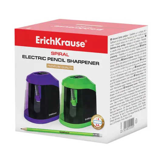 Точилка электрическая ERICH KRAUSE &quot;Spiral&quot;, питание от 4 батареек АА, цвет корпуса ассорти, 44502, фото 3