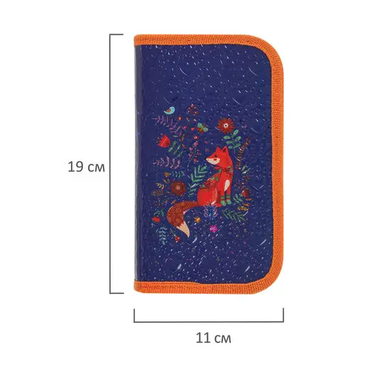 Пенал BRAUBERG, 2 отделения, металлизированный картон, конгрев, 19х11 см, Рыжая лиса, 228096, фото 6