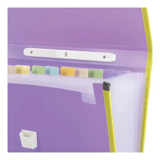 Портфель пластиковый BRAUBERG &quot;Joy&quot;, А4 (330х245х35 мм), 13 отделений, с окантовкой, индексные ярлыки, фиолетовый, 227977, фото 3
