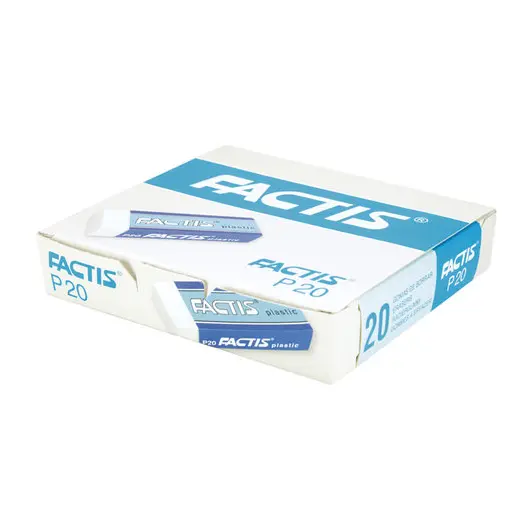 Ластик большой FACTIS Plastic P 20, 61х22х11 мм, белый, прямоугольный, мягкий, ПВХ, CPFP20, фото 3