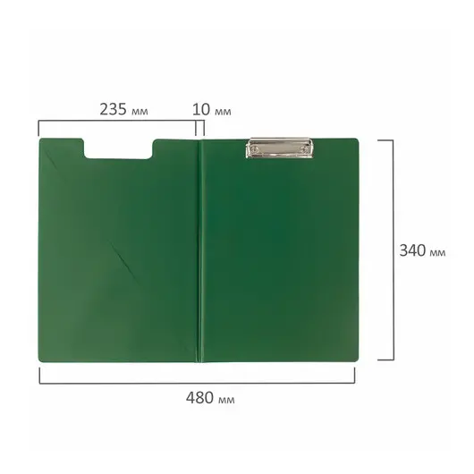 Папка-планшет BRAUBERG, А4 (340х240 мм), с прижимом и крышкой, картон/ПВХ, зеленая, 228340, фото 6