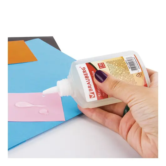 Клей канцелярский силикатный BRAUBERG (для бумаги, картона), 110 г, 228416, фото 4