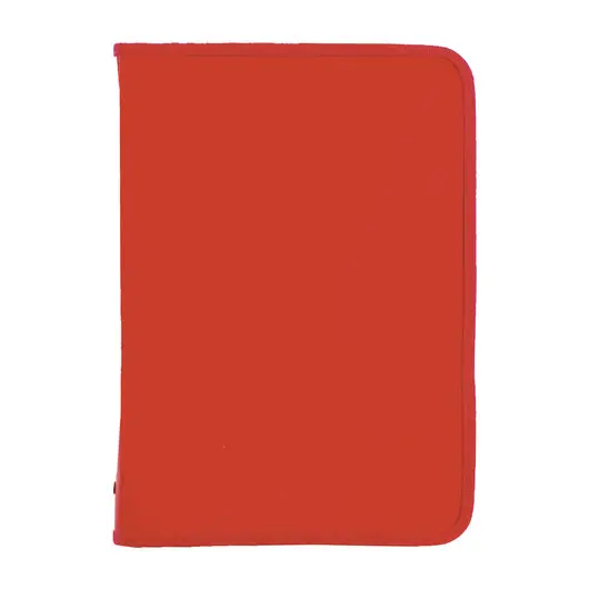 Папка для тетрадей А4 ПИФАГОР, пластик, молния вокруг, один тон, красная, 228217, фото 1