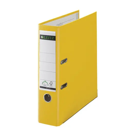 Папка-регистратор LEITZ, механизм 180°, с покрытием пластик, 80 мм, желтая, 10101215, фото 4