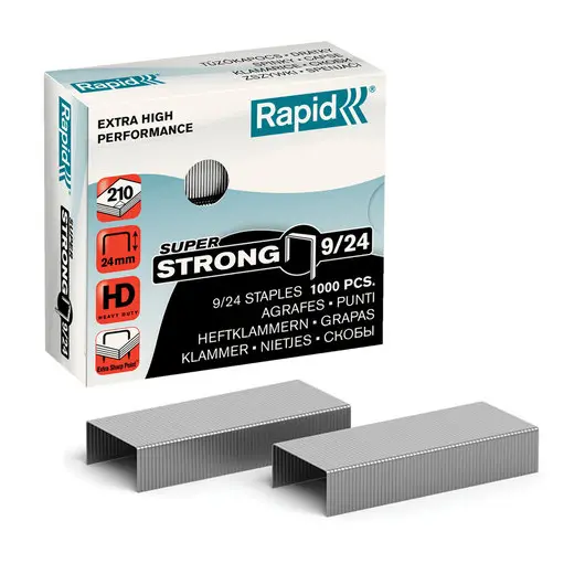 Скобы для степлера RAPID HD210 &quot;Super Strong&quot; №9/24, 1000 штук, в картонной коробке, до 210 листов, 24871800, фото 1