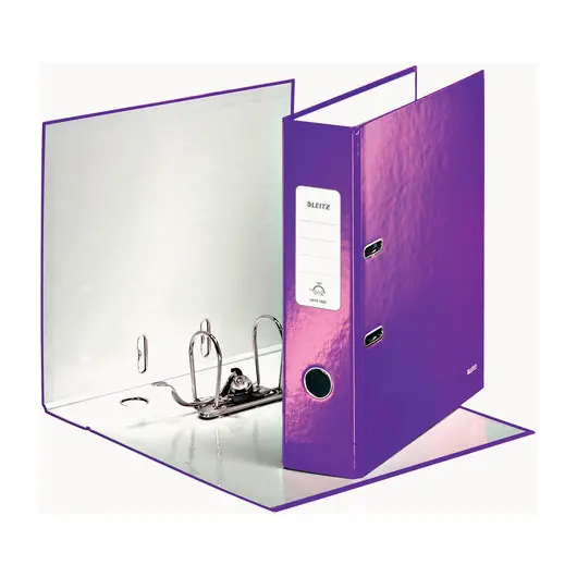 Папка-регистратор LEITZ &quot;WOW&quot;, механизм 180°, ламинированная, 80 мм, фиолетовая, 10050062, фото 8