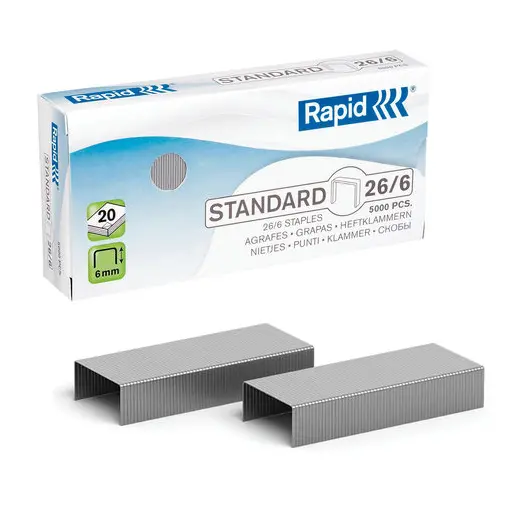 Скобы для степлера RAPID &quot;Standard&quot;, №24/6, 1000 штук, в картонной коробке, до 20 листов, 24855600, фото 1
