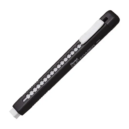 Ластик PENTEL &quot;Clic Eraser&quot;, 117х12х15 мм, белый, выдвижной, ПВХ, черный держатель, ZE80-A, фото 1